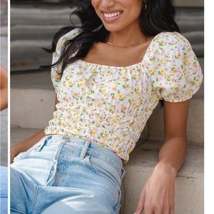 NWT Elodie smocked square neck top